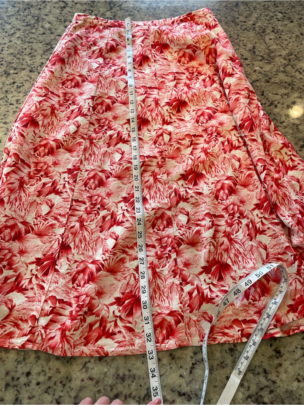 NWT linen blend Red tropical Floral A-Line Maxi Skirt 4 - Picture 6 of 7